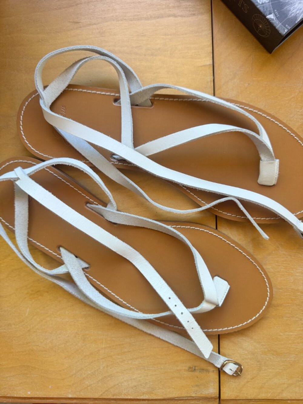 J. Crew, Size 9, Leather ankle-wrap thong sandals, EUC - Picture 3 of 3